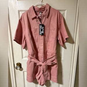 NWT Future Collective Pink Short Sleeve Utility Romper Sz: XXL